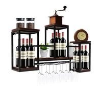 NaMaSyo Portabottiglie da Parete Mensola per vino da parete industriale Portabottiglie da Appendere in Metallo Rustico supporto per bottiglie di vino, per casa, bar, sala da pranzo, cucina