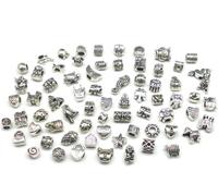 Nambeads ©, 10 charm tibetani misti in argento, adatti per braccialetti Pandora -