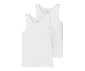 NAME IT Canotta da Ragazzo, Bianco, Confezione da 2 Pezzi, 122-128 cm