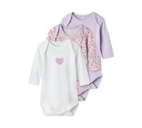 NAME IT Nbfbody 3p Ls Lilac Petit Flower Noos Body a maniche lunghe Bimba 0-24 (Pacco da 1)