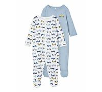 NAME IT NBMNIGHTSUIT 2P W/F Dusty Blue Noos Pigiamino per Bambino e Neonato, 68 Bimbo