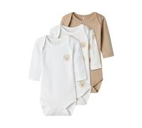 NAME IT NBNBODY 3P LS Bear Noos Body a Maniche Lunghe, Oxford Tan, 80 Bambino Unisex