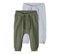 NAME IT NBNTAKKI 2P Sweat Pant Noos, Pantaloni della Tuta Bambino Unisex, Light Grey Melange/Pack:Deep LICHTEN Green,