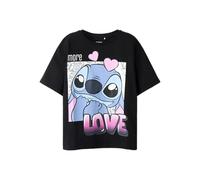 NAME IT Nkffora Stitch SS Nreg Top Box Noos Wdi, Nero, 122/128 cm Bambine e Ragazze