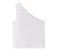 Name IT Nkfjabina Oneshoulder Short Top, Bianco, 122/128 cm Bambine e Ragazze