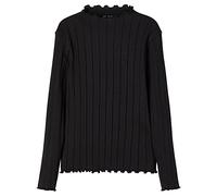 Name IT Nkfnoline LS Slim Top Noos - Maglietta a Maniche Lunghe da Ragazza, Nero, 122/128 cm