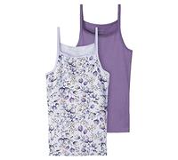 Name It Nkfstrap Top 2p Purple Flower Noos Canottiera, Viola mélange, 122/128 cm Bambine e Ragazze