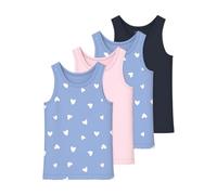 NAME IT Nkftank Top 4P Hearts Noos, Confezione da 4 Pezzi, Serenity, 98