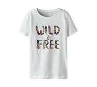 NAME IT Maglietta 'NKFVanaya' verde chiaro / corallo / nero / bianco, Taglia 122-128