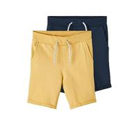 Name It Nkmvermo 2P Long Swe Shorts Unb F Noos, Pantaloncini Bambini e ragazzi, Beige (Ochre/Pack:PACKED WITH DARK SAPPHIRE), 146