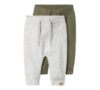 NAME IT NBNTAKKI 2P Sweat Pant Noos Pantaloni della Tuta, Light Grey Melange/Pack:Deep LICHTEN Green, 74 Bambino Unisex