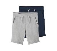 Name It Nkmvermo 2P Long Swe Shorts Unb F Noos, Pantaloncini Bambini e ragazzi, Grigio (Grey Melange /Pack:PACKED WITH DARK SAPPHIRE), 140