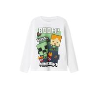 Name IT Ragazzo Top Maniche Lunghe Minecraft, Bianco, 122-128 cm