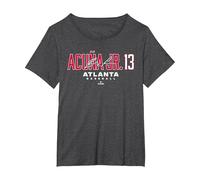 Name Number City Ronald Acuna Jr 13 Atlanta Baseball MLBPA Maglietta, Donna Plus-Size, Grigio Scuro, 5X