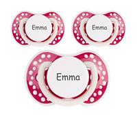 Namensschnuller, Personalizzato su ciucci Lovi, autoilluminanti, in silicone, misura 1, 0 - 3 mesi, 3 pezzi, ciuccio con nome, nuccio, senza BPA, inciso