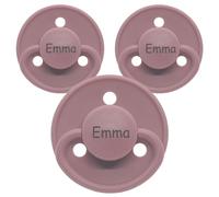 Namensschnuller, Personalizzato su ciucci Mininor Silicone Rotondo Taglia 1 0-6 Mesi 3 Pezzi Ciuccio Con Nome, Nuckel, Ciuccio Senza BPA Inciso