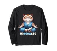 Nameowste Cat Pose Zen Meditazione per Gli Amanti dei Gatti Carino Divertente Maglia a Manica