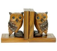 Namesakes® Fermalibri in legno intagliato a mano con gufo, realizzato a mano in legno, con gufi unici e stravaganti intagliati a mano, include cuscinetti antiscivolo, bellissimo regalo per adulti e