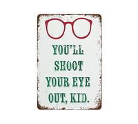 NAMEY A Christmas Story, You'll Shoot Your Eye Out, Decorazione natalizia da parete, divertente, vintage, in metallo, decorazione da parete per casa, bar, ufficio, negozio, pub, club, regalo, 140 x
