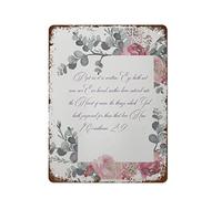 NAMEY Targa in alluminio vintage con scritta in lingua inglese "1 Corinthians But As It is Written,Eye Hath Not Seen,Nor Ear Heard,Bible Verse Surrounded by A Floral Setting Retro Metal Tin Sign