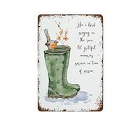 NAMEY Targa in metallo retrò con scritta "Like A Bird Singing in The Rain", vintage, decorazione da parete in metallo, decorazione divertente per casa, bar, pub, caffetteria, fattoria, 20 x 30 cm