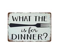 NAMEY Targa in metallo retrò vintage con scritta in lingua inglese "What the Fork is for Dinner Sign Funny Kitchen Sign Vintage Decor Tin Sign Funny Decoration for Home Bar Pub Cafe Farm Room Poster