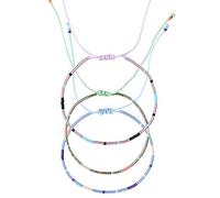 Nami - Cavigliera da donna con perline bohémien etniche, confezione da 3, multicolore, 44, Tessuto