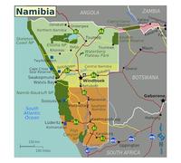 Namibia Administrative Regions Map Detailed Political Division Large Poster with Cities for Education Decor(Unframed,12x18inch(30x45cm))