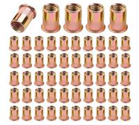 NAMIC 100 Pezzi M6 Dado Rivetto Zincato, Testa Piatta Inserto Filettato Nutsert, Dado per Rivetto in Acciaio al Carbonio, Cylindre, Motif Vertical, Inserti Filettati, Ideali per Mobili, Auto, e Altro