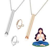 NAMIC 4 Pezzi Collana Respirazione Set, Acier inoxydable, Pendente con Fischietto, Argent, Or rose, Collana D'ansiaper pour Meditazione, Rilassamento, Rallentamento della Respirazione