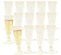 NAMIS Bicchieri da spumante in plastica, 50 pezzi, da 150 ml, riutilizzabili, con pennarello, in silicone, per matrimoni, feste, picnic, attività all'aperto (oro)