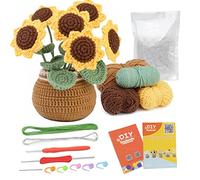 Namner Kit per uncinetto per principianti, kit per uncinetto con girasole, kit per maglieria, con uncinetti, imbottitura in fibra di poliestere, filo a stelo, marcatori, aghi da cucito a mano e
