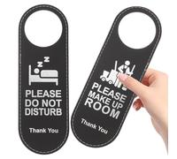 NAMOARLY 2 pezzi Cartelli Porta Doppia Faccia in Ecopelle Segnali Bifacciali Please Make Up e Please Do Not Disturb per Hotel Ufficio e Casa Design Elegante e Resistente Facili da