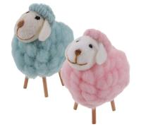 NAMOARLY 2 Pezzi Di Agnello Pecora Giocattolo Figurina Di Animale in Feltro Di Lana Miniatura Pecora Ornamenti Decorativi A Forma Di Pecora