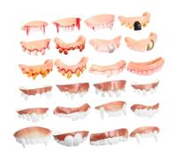 NAMOARLY 24 Denti Halloween PVC Realistici per Cosplay e Feste Tema Horror Protesi Divertenti per Scherzi e Decorazioni Haunted House