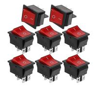 NAMOARLY 8 Pezzi Interruttore Bilanciere Kcd4 Tipo Barca a Doppio Contatto Luce LED Rossa, Design Illuminato in Plastico per Pannelli di Controllo ed Elettronica Domestica