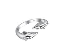 NAMOARLY Anello di Apertura Doppio Delfino, Rame Argento, Gioiello Donna | Stagione di Halloween, Accessorio Creativo e Delicato, Effetto Decorativo, per Vita Quotidiana e Ogni Occasione
