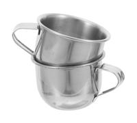 NAMOARLY Bicchieri per Bevande in Acciaio Inossidabile 70ml Manico Ergonomico, Set 2 Pezzi Argento, per Sake e Vino Prugna