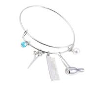 NAMOARLY Bracciale Creativo per Parrucchiera Donna in Lega Argento Pendenti Phon, Forbici e Pettine, Elegante Accessorio per Acconciature e Regalo la Giornata della Mamma