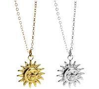 NAMOARLY Collana in Acciaio Inox 2 Pezzi Ciondolo Sole Astratto | Stile Chic e Semplice, Design Fashion, per Uso Quotidiano e Shopping, Adatta a Diversi Outfit