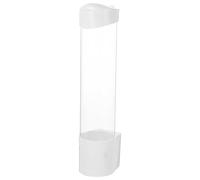 NAMOARLY Distributore Bicchieri da Parete a Trazione Bianco, Portabicchieri Monouso Finestra Visiva e Installazione senza Chiodi, Supporto Compatto per Uso Domestico e Bagno