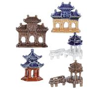 NAMOARLY Ornamento da Giardino in Ceramica a Padiglione, 5 Pezzi | Balcone e Scene, Forma Delicata e Compatta, Finitura Fine, Accessorio Decorativo