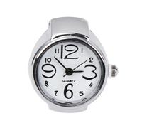 NAMOARLY Orologio ad Anello Mini 2 Pezzi in Metallo per Donne e Uomini | Display Orario Compatto Numeri Grandi, Bianco, Stile Creativo e Distintivo, Confezione da 2 Pezzi