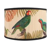 NAMOARLY Paralume per Lampada a Sospensione 30X30X20Cm in Bambù Design Retrò e Motivo Uccelli Coprilampada per Ambienti Interni come Casa e Pensione