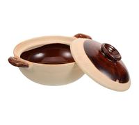 NAMOARLY Pentola di Terracotta da 500 Ml Doppia Maniglia e Coperchio, Casseruola Multifunzionale per Stufati, Risparmio Energetico, Adatta a Fornelli a Gas e Uso Domestico
