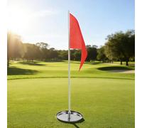 NAMOARLY Set 2 Pezzi Coppe e Aste Portabandiera da Golf in Acciaio Inox 10 Cm per Putting Green, Accessori per Allenamento Golf in Giardino, Bandiere Visibili e Resistenti alle