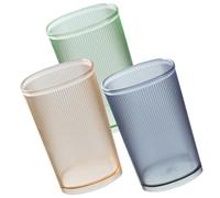 NAMOARLY Set 3 Bicchieri Porta Spazzolini Trasparenti da 500ml in Pet, Impilabili Senza Bava, per Uso Quotidiano e Ristoranti Design Opaco e Semplice
