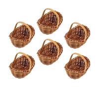 NAMOARLY Set 6 Piccoli Cestini Intrecciati in Rattan con Manico, per Fiori e Frutta, Design Vintage e Portatile