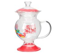 NAMOARLY Tazzina Caffe in Vetro Rosso da 230ml Coperchio, Design Retrò Semplice e Bordo Liscio, per Coffee Shop e Book Bar