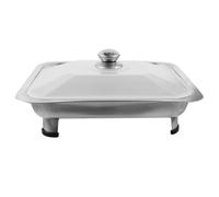 NAMOARLY Vassoio Rettangolare da Buffet Angoli Arrotondati in Inox con Coperchio e Gambe Antiscivolo, per